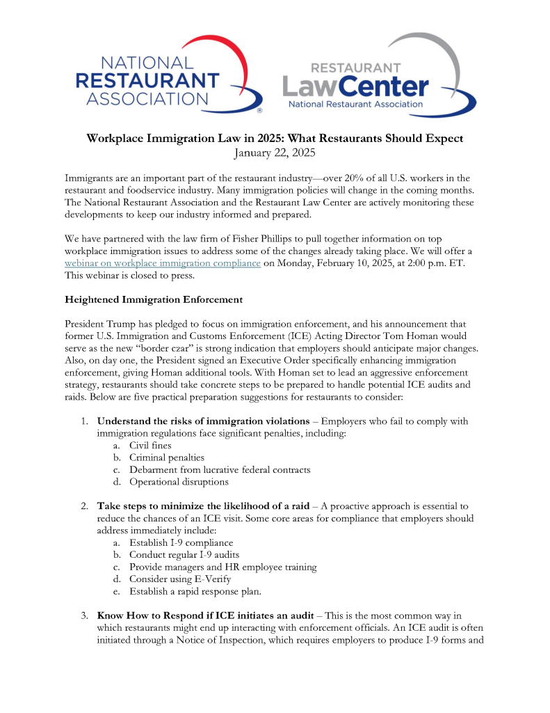 Workplace Immigration Law in 2025: What Restaurants Should Expect